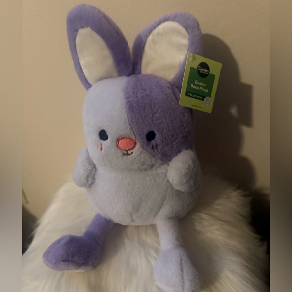 Purple and White Bunny Plush 11”